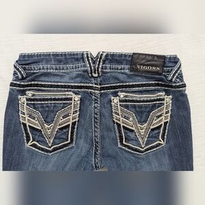 Vigoss Womens The Dublin Capri Jeans Embroidered Gems Waist 28